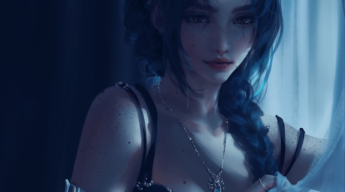 长辫子美女 凝望眼睛 唯美厚涂画风4k高清壁纸插图 长辫子美女 凝望眼睛 唯美厚涂画风4k高清壁纸