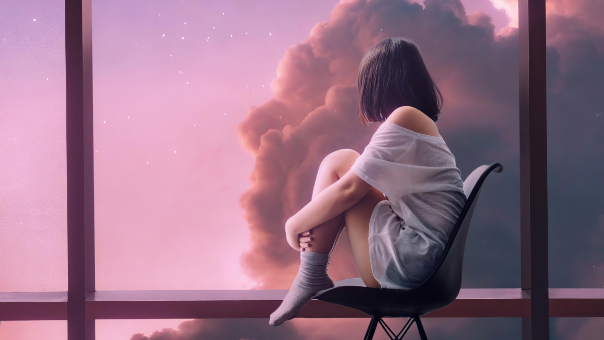 短发女孩 袜子 窗户 云 4k壁纸 -静鱼客栈插图 短发女孩 袜子 窗户 云 4k壁纸 -静鱼客栈