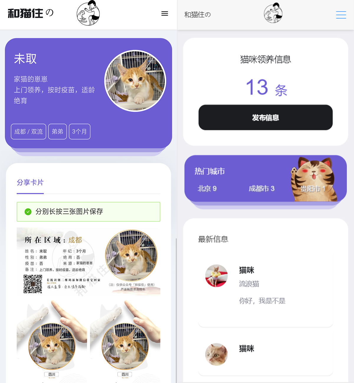 流浪猫流浪狗H5完整运营源码下载/界面精美/带网页端后台/可封装APP -静鱼客栈缩略图