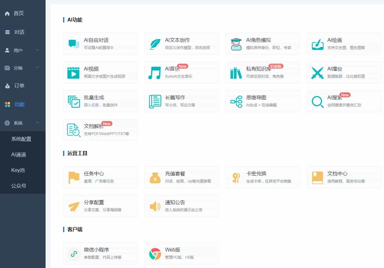 ChatGPT付费创作系统V3.1.0独立版 WEB+H5+小程序端 (新增支持非微信环境的H5支付)插图5 ChatGPT付费创作系统V3.1.0独立版 WEB+H5+小程序端 (新增支持非微信环境的H5支付)